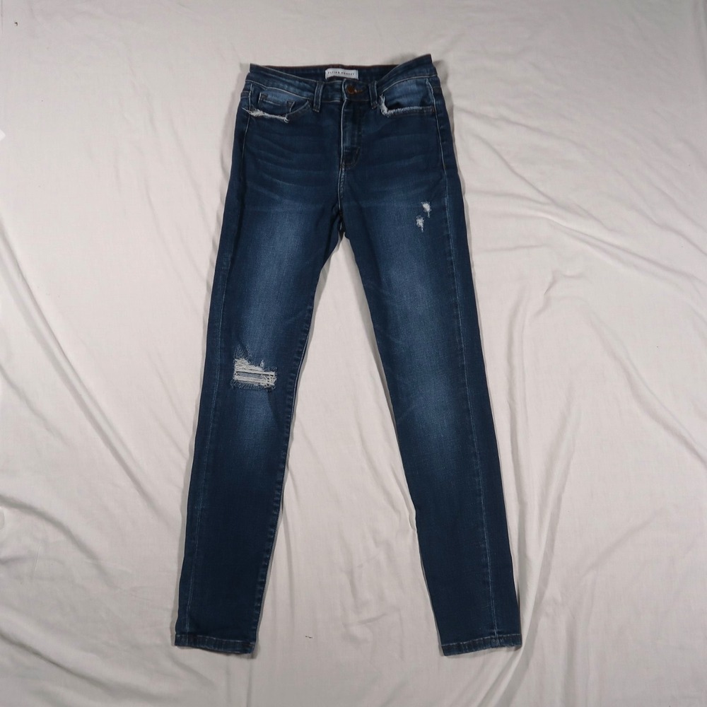 Flying Monkey Women's Distressed Skinny Jeans Size 27 Blue Stretch Denim #F4000